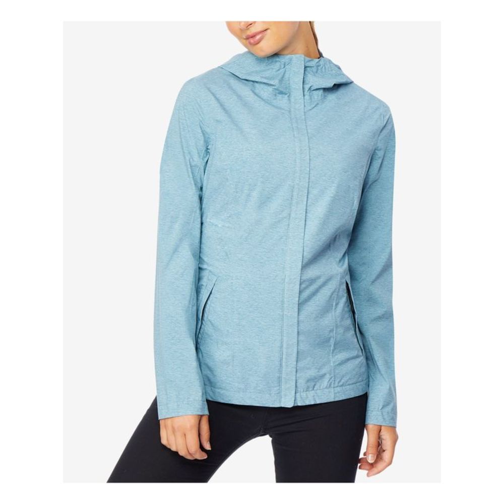 32 DEGREE COOL Womens Teal Pocketed Zippered Heather Rain Coat Size: S